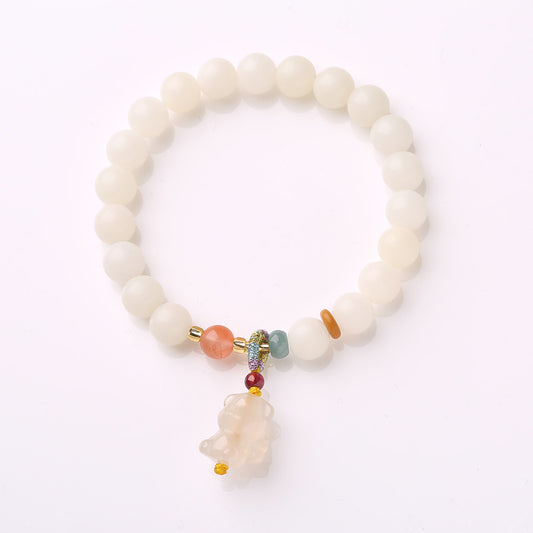 Original Natural Bodhi Root Hand Skewers/White Jade Bodhi 108 Buddha Bead Rosary/Bodhi Bracelet