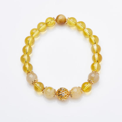 Natural 8MM piezoelectric citrine bracelet female / blonde crystal gold jade full house hand string / national style advanced feel bracelet