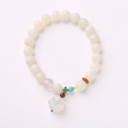 Original Natural Bodhi Root Hand Skewers/White Jade Bodhi 108 Buddha Bead Rosary/Bodhi Bracelet
