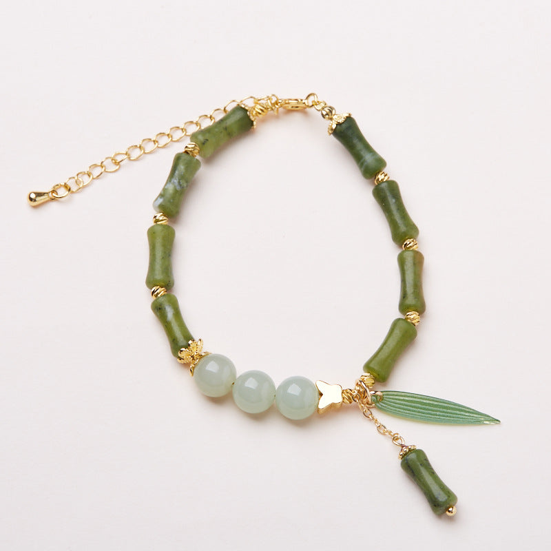 New Chinese Bamboo Chain/onyx Heart Sutra Crystal String/Simple National Wind Good Luck Couples Hand Gift Accessories