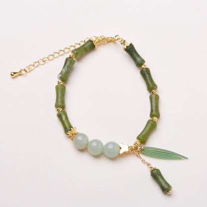 New Chinese Bamboo Chain/onyx Heart Sutra Crystal String/Simple National Wind Good Luck Couples Hand Gift Accessories