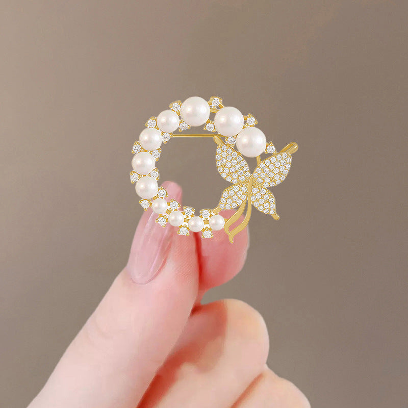 Pearl Butterfly Brooch