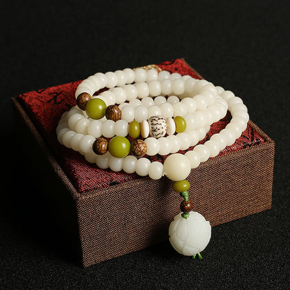 Original Natural Bodhi Root Hand Skewers/White Jade Bodhi 108 Buddha Bead Rosary/Bodhi Bracelet