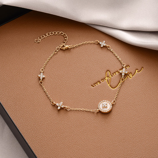 Plum Cross Bracelet