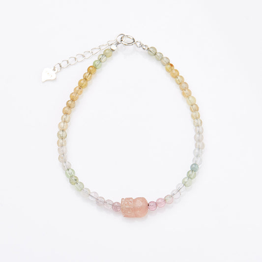 Natural tourmaline bracelet female / six words true word Passepartout rainbow tourmaline bracelet / candy color gemstone bracelet