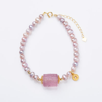 Natural Pearl Bracelet Woman/Purple Freshwater Pearl Loop Pathway Advanced Sense Bracelet/Gift to Girlfriend