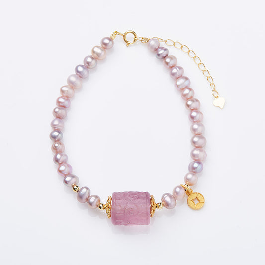 Natural Pearl Bracelet Woman/Purple Freshwater Pearl Loop Pathway Advanced Sense Bracelet/Gift to Girlfriend