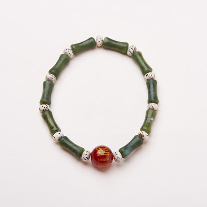 New Chinese Bamboo Chain/onyx Heart Sutra Crystal String/Simple National Wind Good Luck Couples Hand Gift Accessories