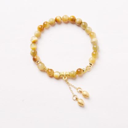 Natural Tiger Eye Stone Hand Skewers/Yellow Crystal Good Luck Double Circle Folded Bracelet/Yellow Ace Crystal Hand Skewers