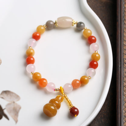 Temple Natural Xinjiang Pumpkin Bead Bracelet / Couples Retro National Style / Gourd Pumpkin Gold Silk Jade Hand Skewers