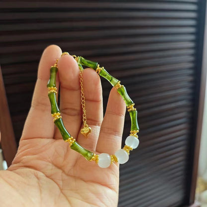 New Chinese Bamboo Chain/onyx Heart Sutra Crystal String/Simple National Wind Good Luck Couples Hand Gift Accessories
