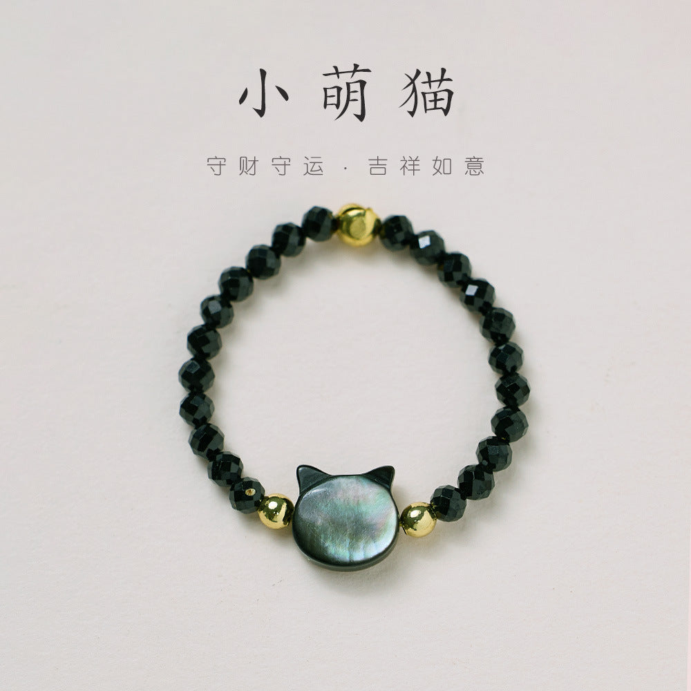 Natural tourmaline ring/freshwater pearl garnet crystal/stretch good luck peach blossom to temperament ring