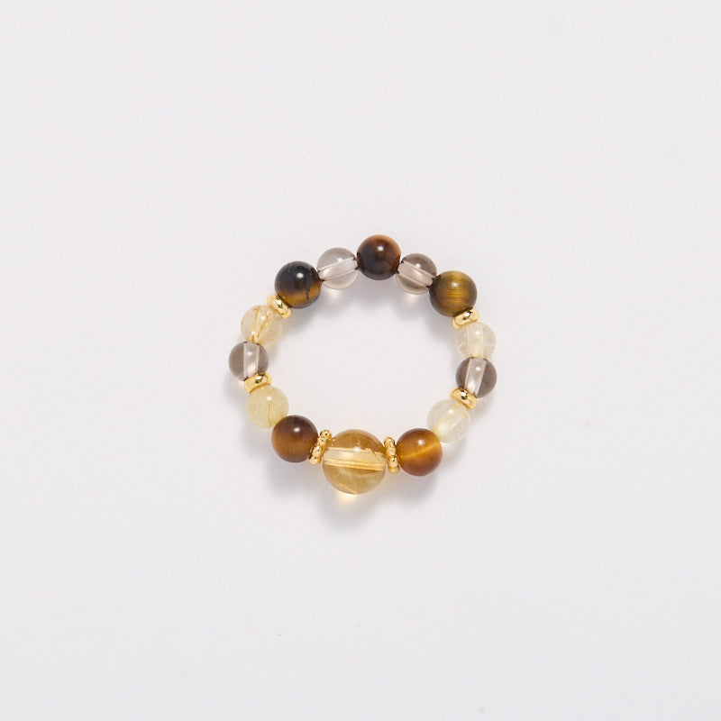 Natural tourmaline ring/freshwater pearl garnet crystal/stretch good luck peach blossom to temperament ring