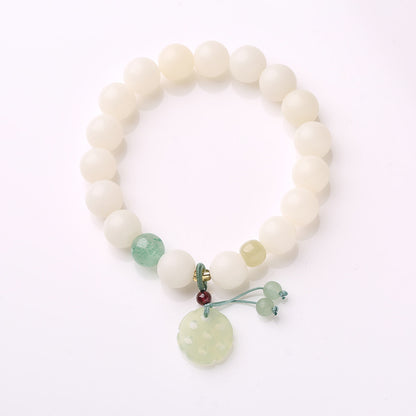 Original Natural Bodhi Root Hand Skewers/White Jade Bodhi 108 Buddha Bead Rosary/Bodhi Bracelet