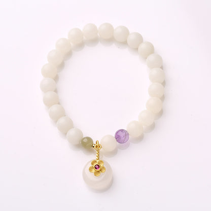 Original Natural Bodhi Root Hand Skewers/White Jade Bodhi 108 Buddha Bead Rosary/Bodhi Bracelet