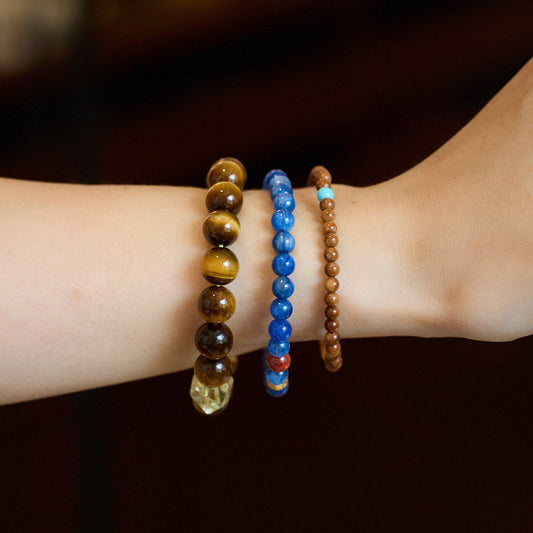 New Chinese style national style bracelet female/natural bodhi tiger eye stone kyanite advanced feel bracelet