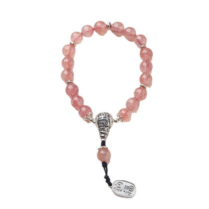 Natural Strawberry Crystal Bracelet Woman/New Chinese Advanced Pink Crystal Hand Skewers/Gift Delivery
