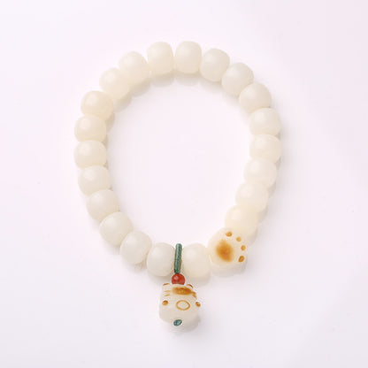 Original Natural Bodhi Root Hand Skewers/White Jade Bodhi 108 Buddha Bead Rosary/Bodhi Bracelet