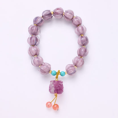 Temple with the same Twilight Mountain purple glazed bracelet female / purple gold glazed natural fluorite lion string / cultural play accessories
