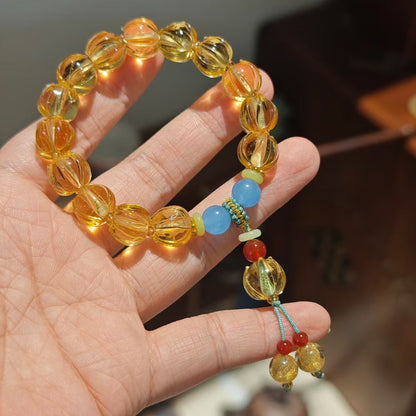 Temple with the same Twilight Mountain purple glazed bracelet female / purple gold glazed natural fluorite lion string / cultural play accessories